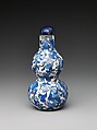 Snuff bottle in the shape of a gourd, Painted enamel with lapis lazuli stopper, China
