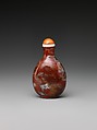 Snuff bottle, Agate with coral stopper, China