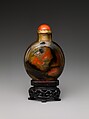 Snuff Bottle, Murrhina agate with coral stopper, China