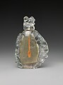 Snuff bottle with squirrel and grapes, Aquamarine, China