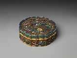 Box in the shape of a flower, Gilt, silver, cloisonné and painted enamels, semiprecious stones, China