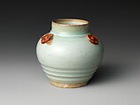 Small Jar with Floral Appliqué, Porcelain with celadon glaze (Hizen ware, early Imari type), Japan