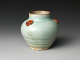 Small Jar with Floral Appliqué, Porcelain with celadon glaze (Hizen ware, early Imari type), Japan