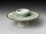 Cup Stand with Floral Design, Porcelain with celadon glaze (Hizen ware, early Imari type), Japan