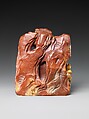 Ornament in the form of a mountain with figures, Soapstone, China