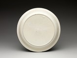 Plate with chrysanthemums, Porcelain with incised decoration under an ivory glaze (Ding ware); copper rim, China