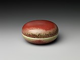 Box for seal paste, Porcelain with peach-bloom glaze (Jingdezhen ware), China