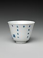 Set of wine cups with flowers of the twelve months, Porcelain painted with underglaze cobalt blue and overglaze enamels (Jingdezhen ware), China