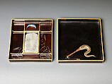 Writing Box (Suzuribako) with Hell Courtesan’s Robe, Lacquered wood with gold, silver, iroko (color) takamaki-e, hiramaki-e on black ground, Japan