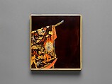 Writing Box (Suzuribako) with Hell Courtesan’s Robe, Lacquered wood with gold, silver, iroko (color) takamaki-e, hiramaki-e on black ground, Japan