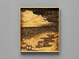 Writing Box (Suzuribako) with Screen, Robe Rack, and Shell-Matching Game Set, Lacquered wood with gold, silver takamaki-e, hiramaki-e, togidashimaki-e, red lacquer on black ground, Japan