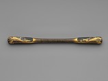 Lacquer Hairpin with Flowers, Lacquered wood with gold, silver hiramaki-e, gold, silver foil application and mother-of-pearl inlay on black ground, Japan