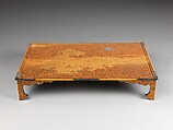 Writing Box (Suzuribako) and Writing Table (Bundai) with Pines at Takasago and Sumiyoshi, Yukio Yukio II (Japanese, 1860–1929), Lacquered wood with gold, silver takamaki-e, hiramaki-e, cut-out gold foil on nashiji ground, silver inlay, silver fittings, Japan