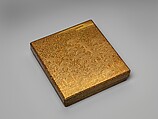 Writing Box (Suzuribako) and Writing Table (Bundai) with Pines at Takasago and Sumiyoshi, Yukio Yukio II (Japanese, 1860–1929), Lacquered wood with gold, silver takamaki-e, hiramaki-e, cut-out gold foil on nashiji ground, silver inlay, silver fittings, Japan