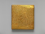 Writing Box (Suzuribako) and Writing Table (Bundai) with Pines at Takasago and Sumiyoshi, Yukio Yukio II (Japanese, 1860–1929), Lacquered wood with gold, silver takamaki-e, hiramaki-e, cut-out gold foil on nashiji ground, silver inlay, silver fittings, Japan