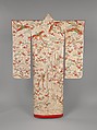 Over Robe (Uchikake) with Long-Tailed Birds in a Landscape, Silk and metallic-thread embroidery and stencil paste-resist dyeing on silk satin damask, Japan