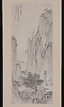 Peaks near the Cloud Boat residence, Xuezhuang (Chinese, active ca. 1690–after 1718), Hanging scroll; ink and color on paper, China