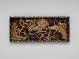 Box for Paper (Ryōshibako) with Decoration of Butterflies and Autumn Grasses, Lacquered wood with gold, silver, color (iroko) togidashimaki-e on black lacquer ground, Japan