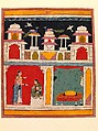 "Her Maid Talks to Radha," Illustrated folio from the Sixth Chapter of the Rasikapriya (Lover’s Breviary) by Keshav Das, Opaque watercolor on paper, India, Malwa