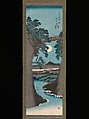 The Monkey Bridge in Kai Province (Kōyō Saruhashi no zu), Utagawa Hiroshige (Japanese, Tokyo (Edo) 1797–1858 Tokyo (Edo)), Vertical ōban diptych mounted as a hanging scroll; ink and color on paper, Japan