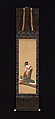 Woman Putting on Finger Plectrums to Play the Koto, Utagawa Toyohiro (Japanese, 1763–1828), Hanging scroll; ink and color on silk, Japan