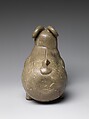 Vessel in the shape of a kneeling ram, Stoneware with celadon glaze (Yue ware), China