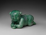 Pillow in the shape of an infant boy, Jade (jadeite), China
