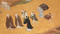Amusements at Higashiyama in Kyoto, Kano School (Japanese, 1476–1559), Pair of six-panel folding screens; ink, color, gold, mica, and gold leaf on paper, Japan