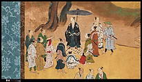 Amusements at Higashiyama in Kyoto, Kano School (Japanese, 1476–1559), Pair of six-panel folding screens; ink, color, gold, mica, and gold leaf on paper, Japan