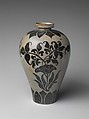 Maebyeong decorated with lotus, Stoneware with iron-brown design under celadon glaze, Korea