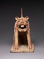 Tomb Guardian (Zhenmushou), Earthenware with pigment, China