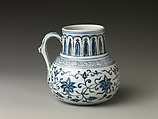 Jug with Floral Scroll, Porcelain painted with cobalt blue under transparent glaze (Jingdezhen ware), China