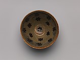 Tea bowl with decoration of six-petaled flowers, Stoneware with black and brown glazes and paper-cut designs (Jizhou ware), China