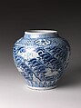 Jar with Winged Animals over Waves, Porcelain with cobalt blue under a transparent glaze (Jingdezhen ware), China
