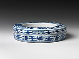 Box with Daoist Immortals, Porcelain painted with cobalt blue under transparent glaze (Jingdezhen ware), China