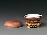 Rouge Box, Porcelain with peachbloom and white glazes, China