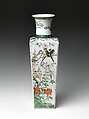 Vase with flowers and birds of the four seasons, Porcelain painted in overglaze polychrome enamels (Jingdezhen famille verte ware), China
