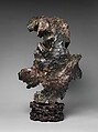 Rock in the form of a fantastic mountain, Gray Lingbi limestone; wood stand, China