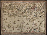 Forts Zeelandia and Provintia and the City of Tainan, Unidentified artist (Chinese, active 19th century), Wall hanging; ink and color on deerskin, China