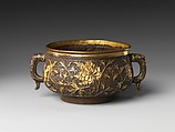 Incense burner, Attributed to Hu Wenming (Chinese, active late 16th–early 17th century), Parcel gilt copper alloy, China
