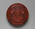 Precious Spring Longevity Box, Carved red, green, and yellow lacquer, China