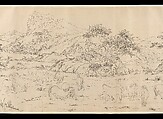 One Hundred Horses, Giuseppe Castiglione (Lang Shining 郎世寧) (Italian, Milan 1688–1766 Beijing), Handscroll; ink on paper, China