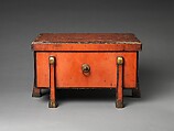 Storage Case (Karabitsu), Red over black lacquer on wood with gilt bronze fittings (Negoro ware), Japan
