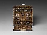 Portable Cabinet with Drawers, Gold maki-e on black lacquer, inlaid with mother-of-pearl; silver mounts, Japan