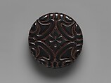 Box with pommel scrolls, Carved red and black lacquer, China