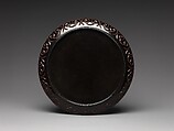 Dish with Pommel Scroll Design, Carved black and red lacquer, China