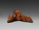 Carved brush stand, Burl root, China