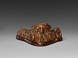 Carved brush stand, Burl root, China