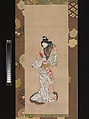 Beauty of the Kanbun Era, Hanging scroll; ink, color, and gold on paper, Japan