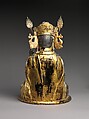 Seated bodhisattva (left attendant of a triad), Gilt wood, Korea